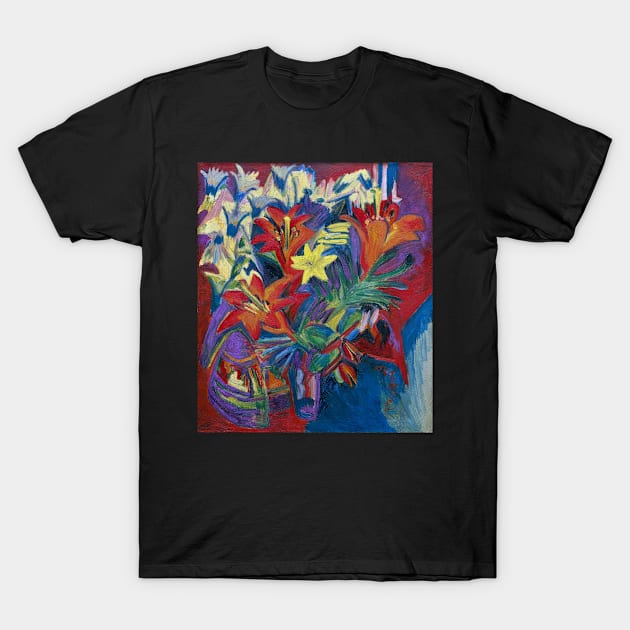 Still Life with Lilies by Ernst Ludwig Kirchner T-Shirt by Sandra Keller